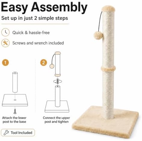 Dimaka 34" Height Tall Cat Scratching Post, Claw Scratcher - Image 4