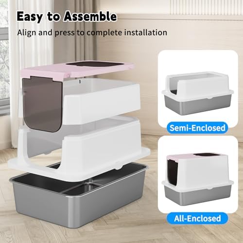 RIZZARI Stainless Enclosed Top Entry High-Sided: Large Covered Litter Box - Image 6