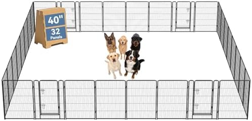 DUMOS Dog Playpen 40 Inch 32 Panels Indoor Outdoor Metal Pet Fence by DumosLifestyle