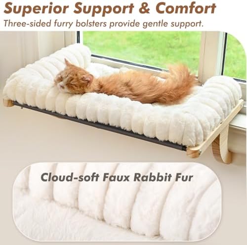 Cloud-Soft Cat Window Sill Perch, Zipper Design Cushion Pet Bed - Image 2