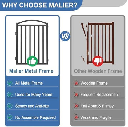 Malier Metal Freestanding Dog Gates, Outdoor Indoor Dog Fences, Extra Wide - Image 2