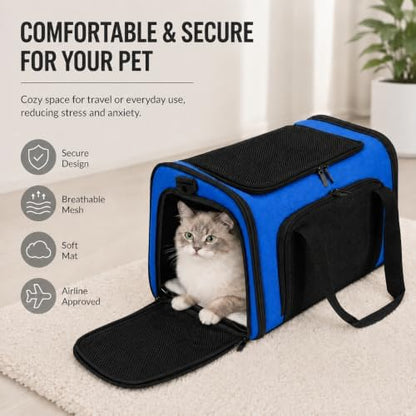Pet Carrier for Cats and Dogs Up to 15 lb, Sapphire Blue - Image 2