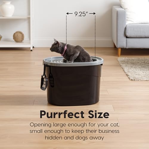 IRIS USA Top Entry Cat Litter Box, Hooded Privacy - Image 3