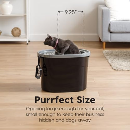 IRIS USA Top Entry Cat Litter Box, Hooded Privacy - Image 3
