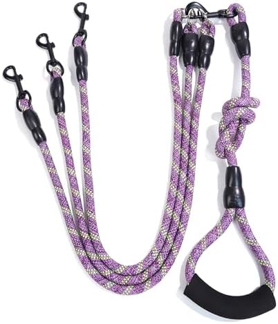 3 Dog Leash for 1-3 Dogs, 360° Swivel No Tangle by Heyllou