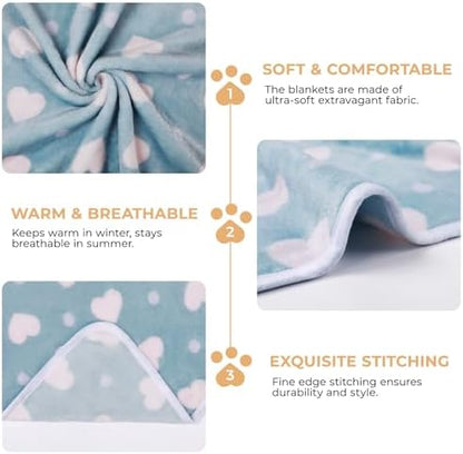 1 Pack 3 Blankets Super Soft Cute Dot Pattern Pet Blanket Flannel Throw - Image 5