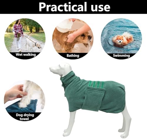 Geyecete Pineapple Grid Fast Drying Super Absorbent Dog Cat Bath Robe Towel - Image 5