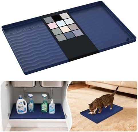 URMONA Waterproof Silicone Under Sink Mat, 19 x 12 in, Flexible Shelf Liner by URMONA