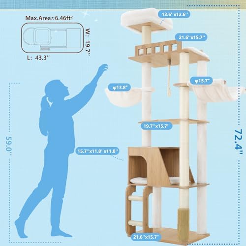 Hey-brother Wooden Cat Tree, Furniture Tower - Image 2