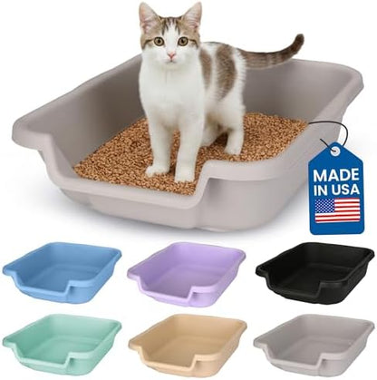 KittyGoHere Senior Cat Litter Box, Small Litter Pan, Small Misty Gray by NE14pets