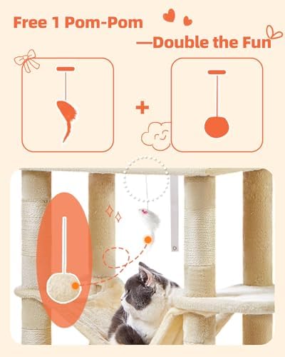 Taoqimiao Cat Tree, 67 in Tall Cat Tower - Image 6