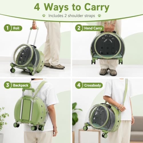 Clear Rolling Pet Carrier, Breathable Cat Carrier - Image 7