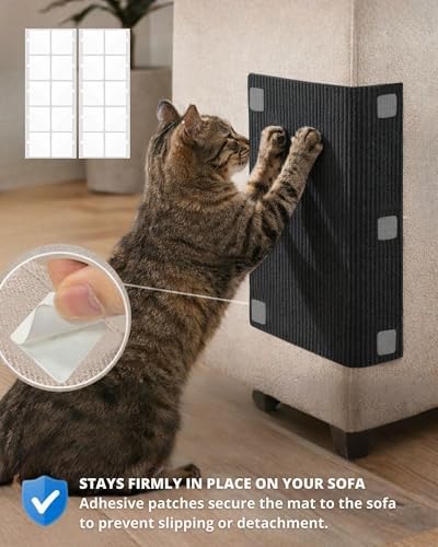 Corner & Wall Cat Scratch Mat, Self-Adhesive Trimmable Cat Scratcher, Wall - Image 5