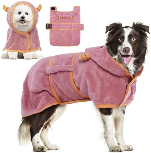 DENTRUN Dog Robes for After Bath Super Absorbent Fast Drying Coat by DENTRUN