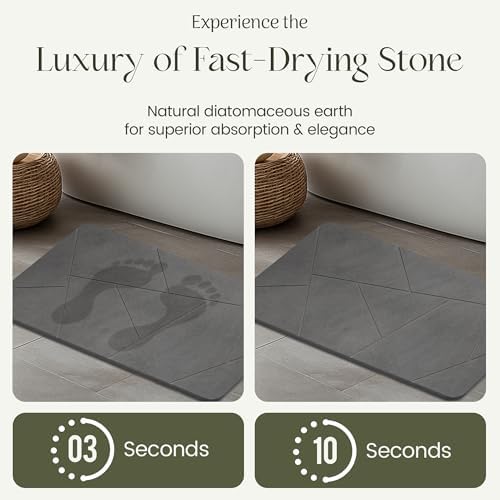 Quick Dry Shower Stone Bath Mat, Super Absorbent & Non-Slip 24 x 16 Inch - Image 5
