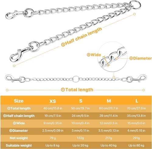PETTOM Heavy Duty 2 Way Dog Lead Metal Chain Double Pet Clip Leash Coupler 360° - Image 2