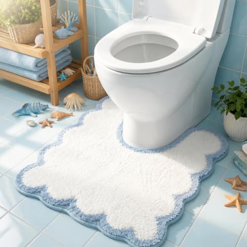Coastal Decor Cute Blue U Shaped Toilet Mat - Image 7
