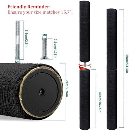 4PCS Gothic Cat Tree Replacement Post, 15.7in M8 Sisal Refill Pole - Image 2
