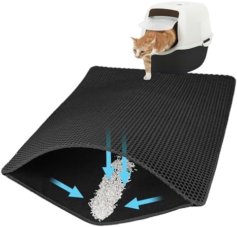 Cat Litter Mat 30"x24" Upgraded Urine-Proof Non-Slip Black by Xuanyaente