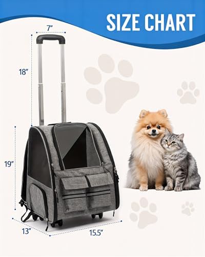 Rolling Pet Carrier Set with Wheels, & 1 Bowl - Image 2