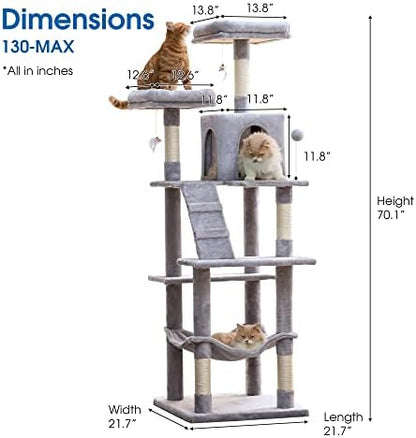MWPO 70.1-Inch Large Cat Tree, Plush Cat Condo - Image 6