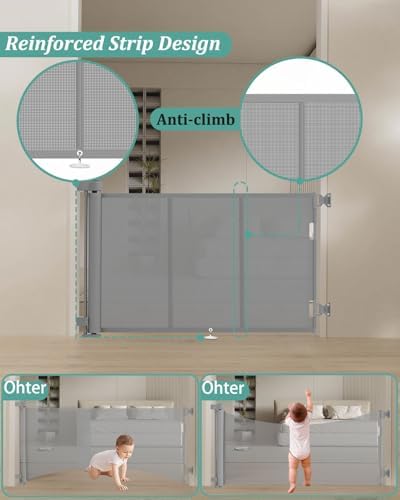 Miumoon 71 inch Reinforced Retractable Baby Gates 34 inch Tall - Image 2