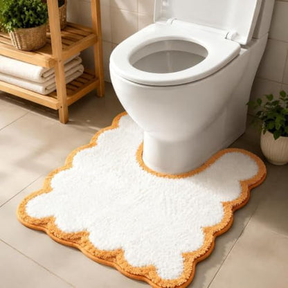 Yellow U Shaped Toilet Mat for Bathroom Floor Bath Mat Non Slip Washable Water by Casasphere