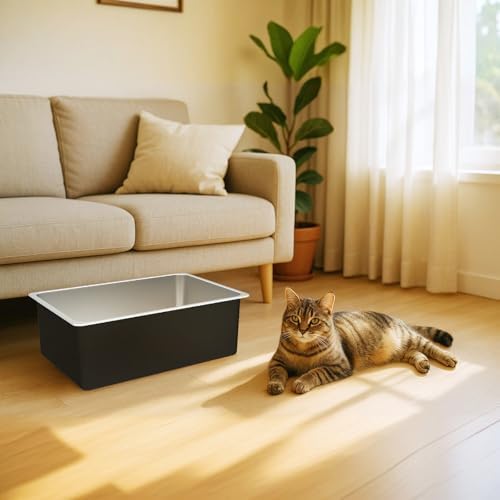 Ohtomber High Sided Stainless Steel Cat Litter Box - Image 6