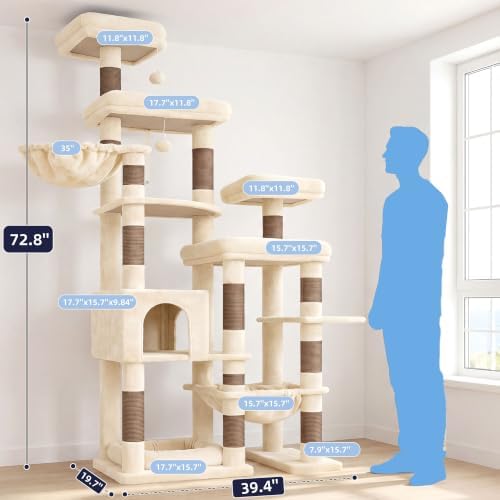 Hey-brother Cat Tree Tower, Wide Base, 5 Platforms - Image 2