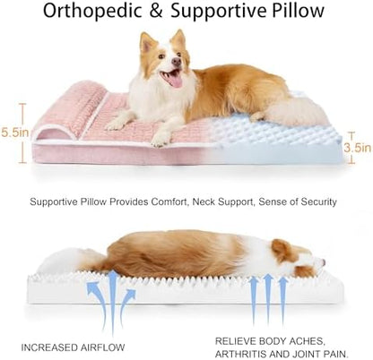 Orthopedic Medium Dog Bed Pillow Pet Sofa Bed 30''X20'' Pink - Image 6
