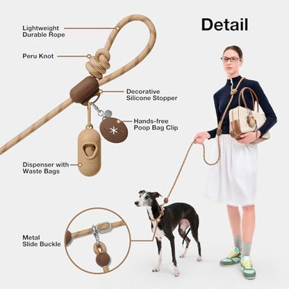 VETRESKA Hands-Free Dog Leash, 8FT Coffee Rope Leash - Image 4