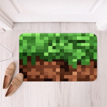 Manfei Pixel Games Bath Mat, Pixel Grid Grass Block Pattern Kids Mats Rugs by Manfei