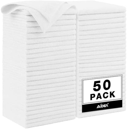 AIDEA White Microfiber Cleaning Cloth 50PK, Cleaning Rags 12×12" by AIDEAHOME