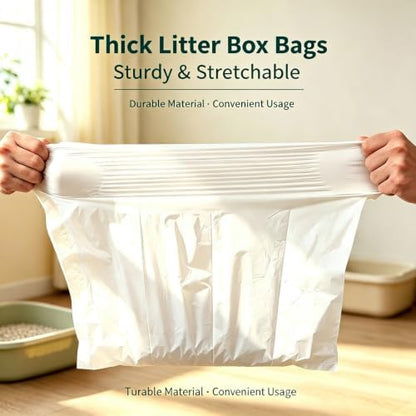 Cat Litter Box Liners, 40 Pack 25.2 x 15.75 Inch Drawstring Disposable Pet - Image 3