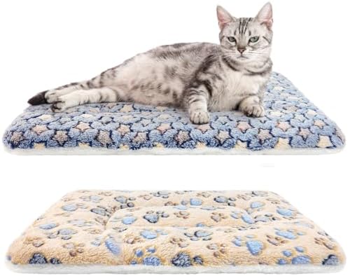 2 Pack Cat Blankets for Indoor Cats, Ultra Soft Reversible Mat, Fluffy Flannel by HeNdShe