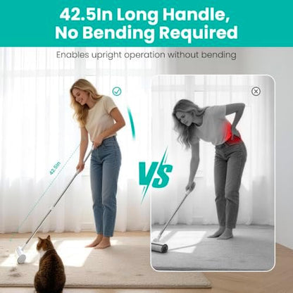 Large Lint Roller for Pet Hair, 9.45in Wide Floor Sticky Roller Long Handle - Image 6