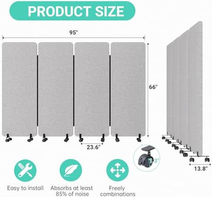 4 Panel Soundproof Room Divider, Portable Acoustic Office Divider - Image 7