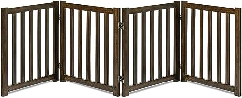 LZRS Wooden Free Standing Dog Gate 80" W x 24" H, Foldable Solid Hardwood Pet by LZRSPET