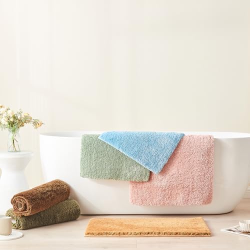 CozeCube Blue Shaggy Bath Mat 36"x24" Non Slip Washable Rug - Image 7