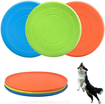 XIGOU Dog Flying Disc, 3 Pack Dog Flyer Toys, Soft Rubber Interactive by XIGOU