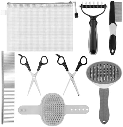 Pet Grooming Kit – Shedding Slicker Brush & Bath Massage Tool by Aiolpy