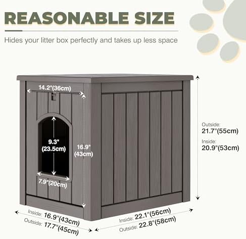 Cat Litter Box Enclosure, Openable Front Door Outdoor Enclosed Cat Litter Box - Image 6