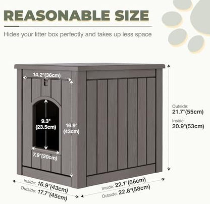 Cat Litter Box Enclosure, Enclosed Cat Litter Box Raised Floor, Openable Front - Image 4