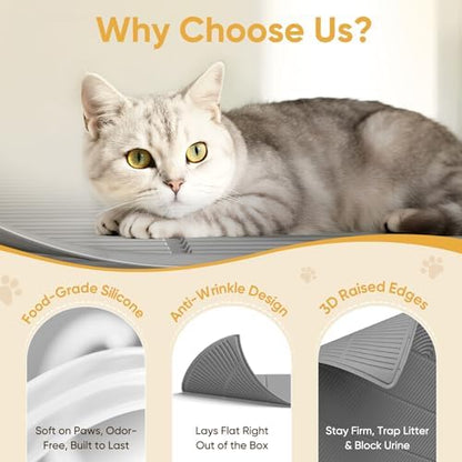 TRZZ XXL Cat Litter Mat, Large Silicone Waterproof Mat - Image 4