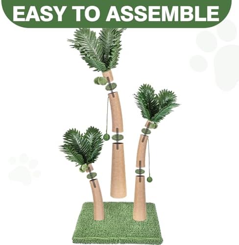 40'' Tall Cat Scratching Post Cat Tree, 3 Curved Design Palm Tree Cat - Image 5