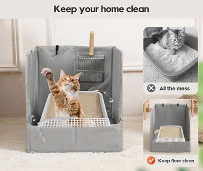 PVC Waterproof Cat Litter Box Enclosure Splash Guard - Image 3