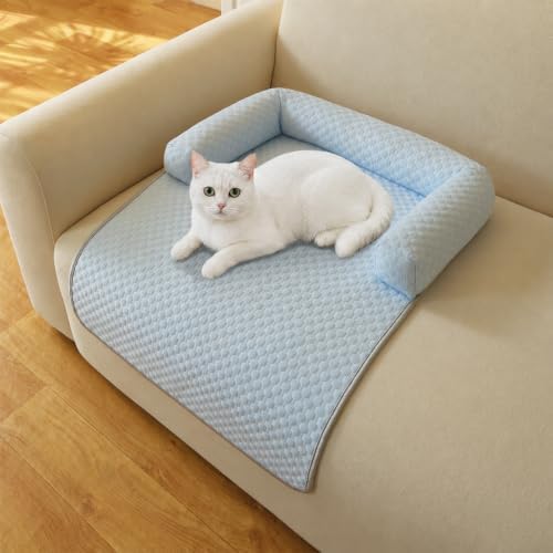 Cooling Pet Bed Mats with Neck & Head Support, 31.5 x 23.62 inch Blue by Whiskopia