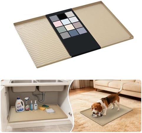 URMONA Waterproof Silicone Under Sink Mat, 28 x 22 in, Flexible Shelf Liner by URMONA
