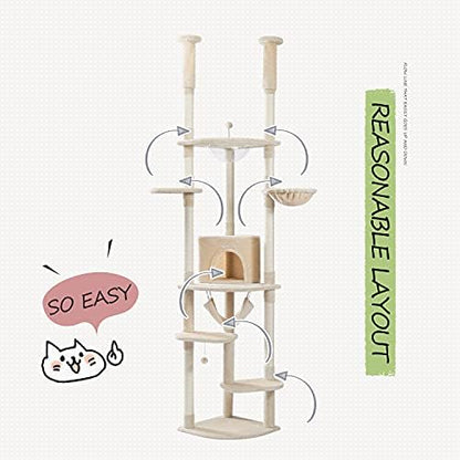 PEQULTI Floor to Ceiling Cat Tree, 92.9-101.6in Adjustable Cat Tower - Image 5