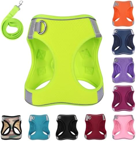 Dog Harness with Leash Set, No-Pull Step-in Reflective Pet Harness with 1 Leash by PWOD